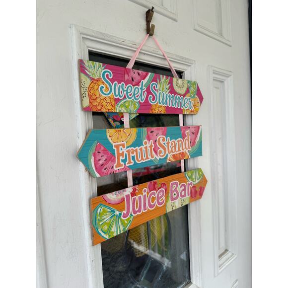 Sweet Summer Fruit Stand Juice Bar Sign - Colorful Bright Tropical Home Decor - Picture 5 of 6